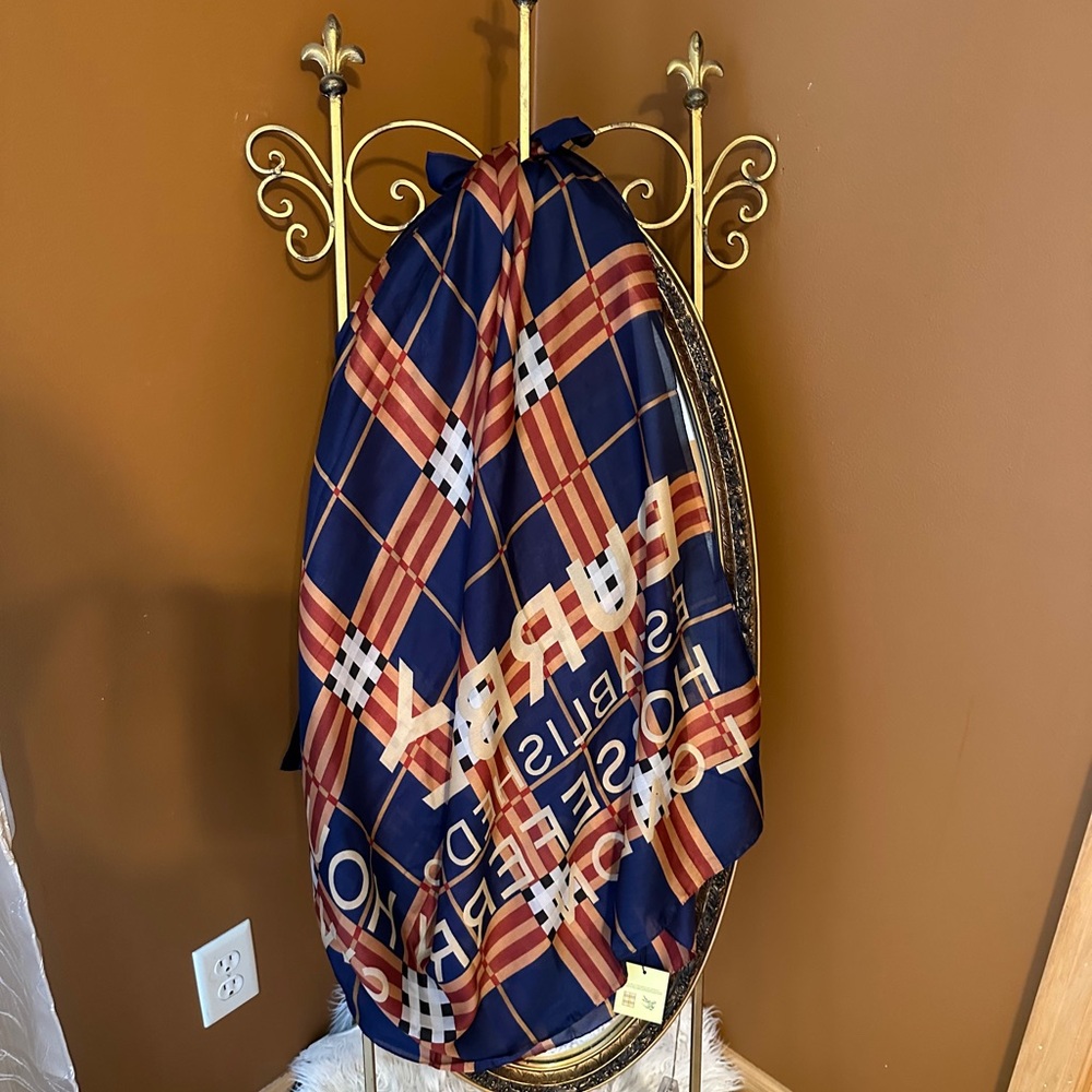 Burberry Blue and Orange Checkered Scarf